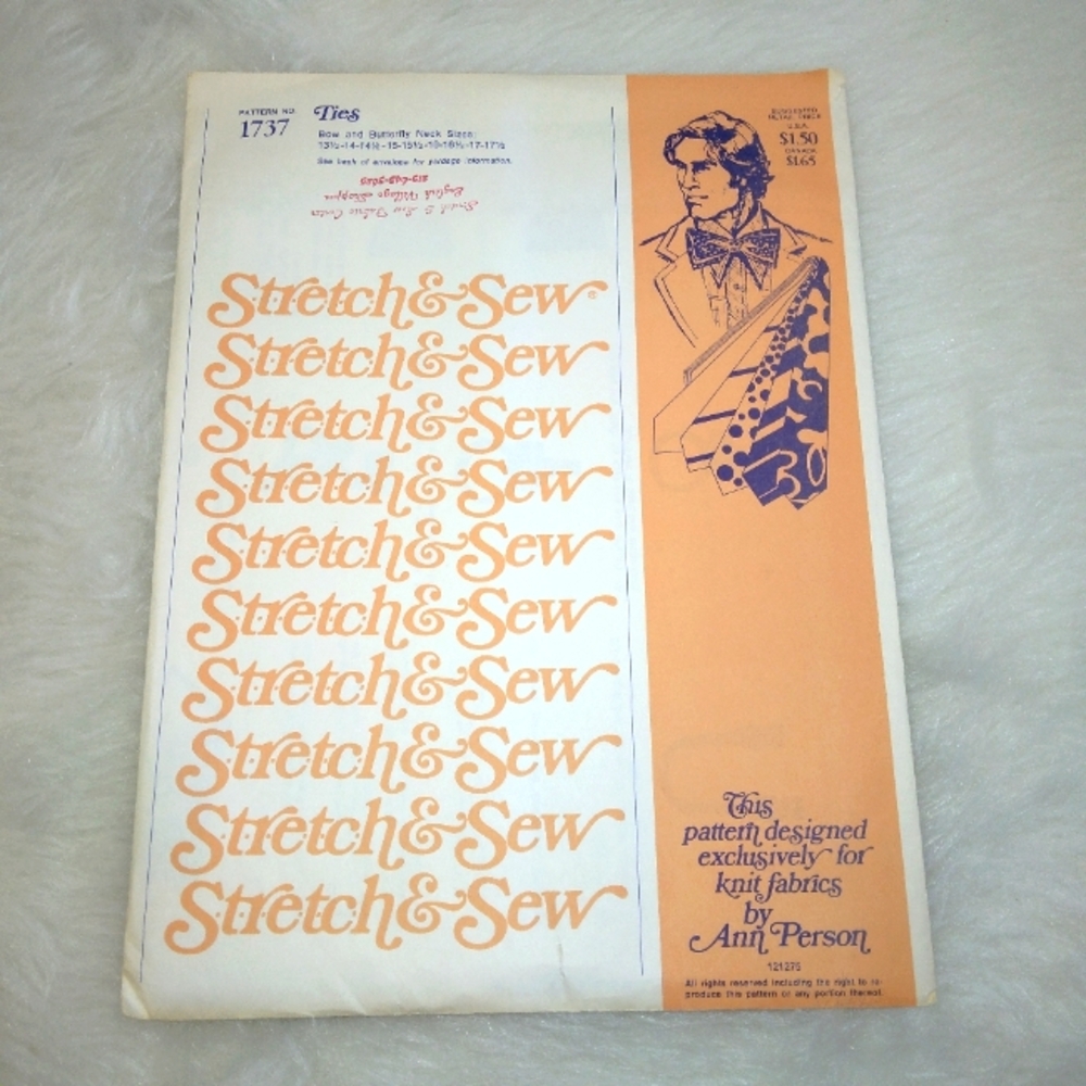 STRETCH & SEW 1737 Ties, Classic tie, bow tie, butterfly tie Neck Sz 13 …